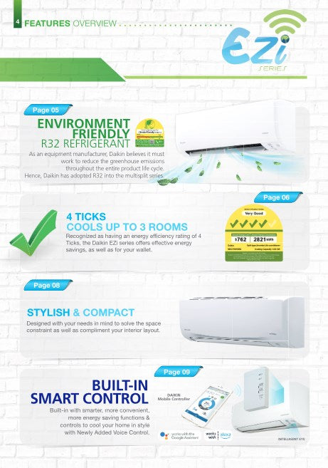 DAIKIN MKC50/MKC70 EZi SERIES SYSTEM 2 R32 INVERTER AIRCON (3/5 TICKS) SUPPLY ONLY