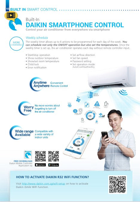 DAIKIN MKC50/MKC70 EZi SERIES SYSTEM 2 R32 INVERTER AIRCON (3/5 TICKS) SUPPLY ONLY