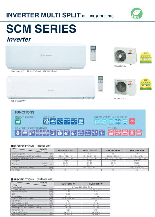 MITSUBISHI HEAVY INDUSTRIES SYSTEM 2 R32 INVERTER AIRCON (5 TICKS) - SUPPLY ONLY