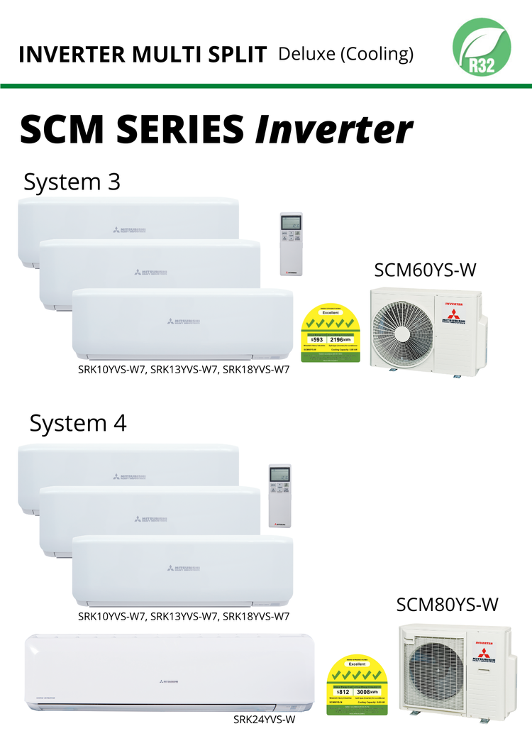 MITSUBISHI HEAVY INDUSTRIES SYSTEM 2 R32 INVERTER AIRCON (5 TICKS) - SUPPLY ONLY