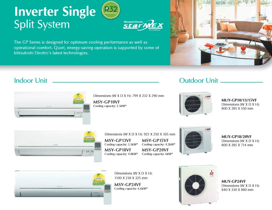 MITSUBISHI ELECTRIC STARMEX SYSTEM 1 R32 INVERTER AIRCON (SUPPLY ONLY)