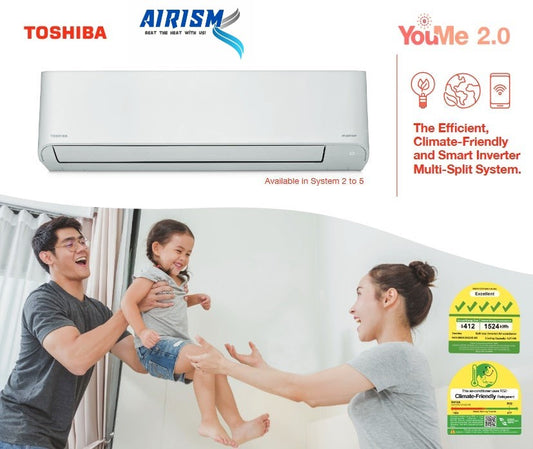 TOSHIBA AIRCON YOUME R32 INVERTER SYSTEM 5 (5 TICKS) - SUPPLY ONLY