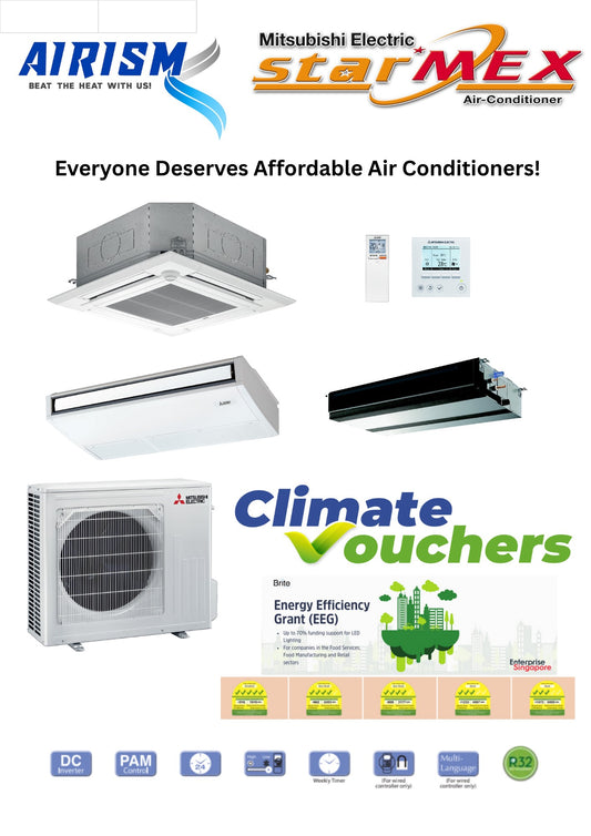 MITSUBISHI ELECTRIC AIRCON R32 MR SLIM INVERTER CASSETTE / DUCTED / SUSPENDED- SUPPLY ONLY / ESG / CLIMATE VOUCHER