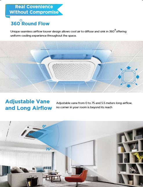 MIDEA AIRCON R32 INVERTER CEILING CASSETTE (42,000 BTU/HR) - SUPPLY ONLY