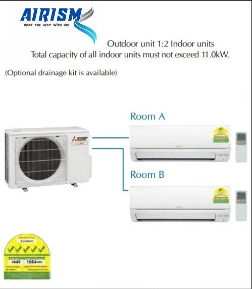 MITSUBISHI ELECTRIC STARMEX SYSTEM 2 R32 INVERTER AIRCON (5 TICKS) - SUPPLY ONLY