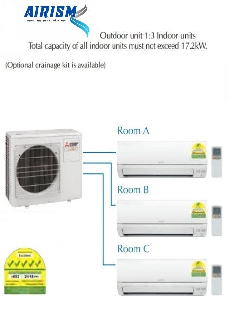 MITSUBISHI ELECTRIC STARMEX SYSTEM 3 R32 INVERTER AIRCON (5 TICKS) - SUPPLY ONLY