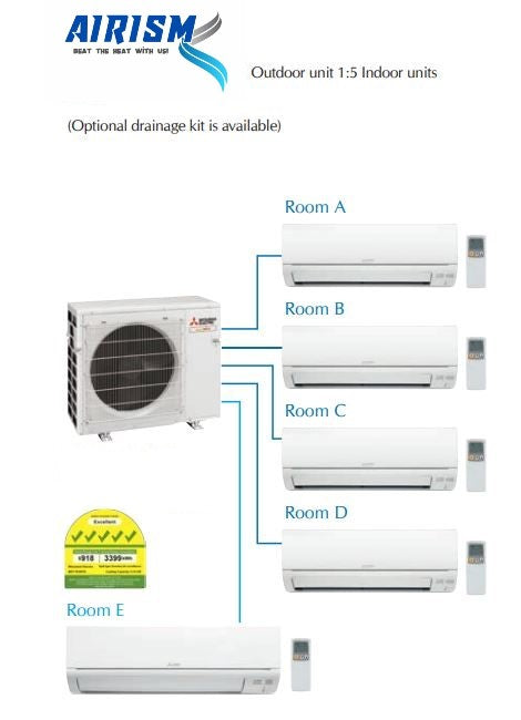 MITSUBISHI ELECTRIC STARMEX SYSTEM 5 R32 INVERTER AIRCON (5 TICKS) - SUPPLY ONLY