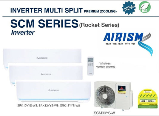 MITSUBISHI HEAVY INDUSTRIES SYSTEM 3 WIFI R32 INVERTER AIRCON (5 TICKS) - SUPPLY ONLY