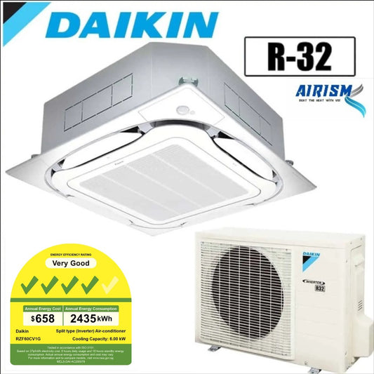 RZF60CV1G / FCF60CVMG (20,000 BTU) DAIKIN CEILING CASSETTE INVERTER AIRCON - SUPPLY ONLY