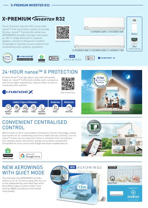 PANASONIC X-PREMIUM SYSTEM 2 R32 INVERTER AIRCON (5 TICKS) (SUPPLY ONLY)